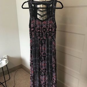 Free People Black Patterned Maxi Dress